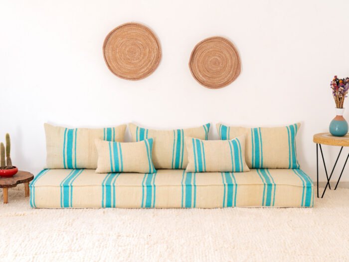 _CAT7837 copy Light blue stripes Floor Sofa