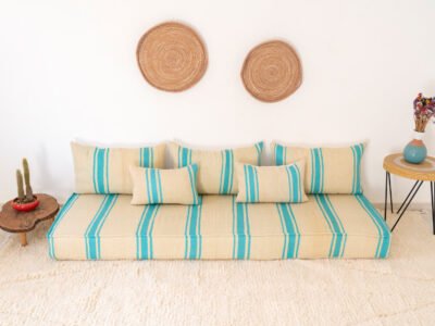 210 cm // 7 ft Arab Light Blue Floor Couch - Image 4