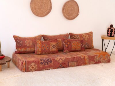Orange Vintage Floor Couch