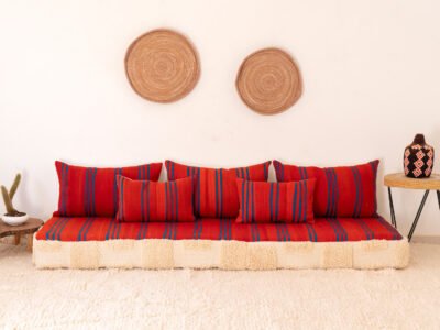 210 cm // 7 ft Arabic Floor Couch Red - Image 3