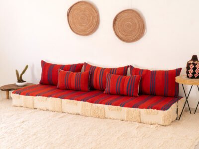 210 cm // 7 ft Arabic Floor Couch Red - Image 4