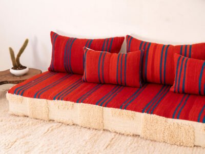 210 cm // 7 ft Arabic Floor Couch Red - Image 8