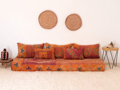210 cm // 7 ft Orange Floor Couch - Image 2