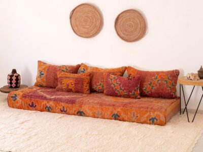 210 cm // 7 ft Orange Floor Couch - Image 5