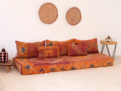 210 cm // 7 ft Orange Floor Couch - Image 4