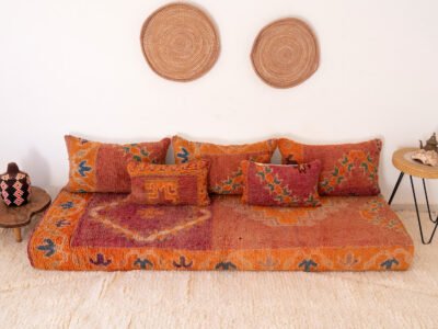 210 cm // 7 ft Orange Floor Couch - Image 3