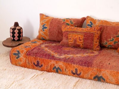 210 cm // 7 ft Orange Floor Couch - Image 8