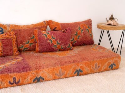 210 cm // 7 ft Orange Floor Couch - Image 7