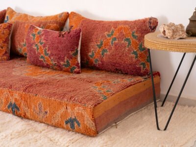 210 cm // 7 ft Orange Floor Couch - Image 9