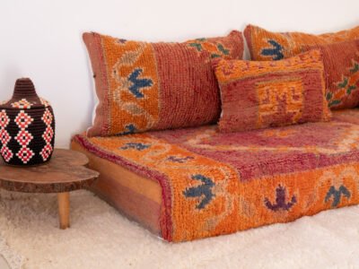 210 cm // 7 ft Orange Floor Couch - Image 6