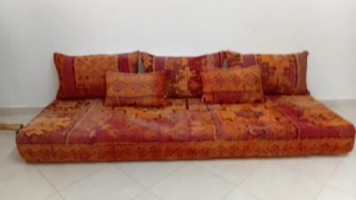 Customized order for Mrs. Schyler 210cm // 7 ft Vintage Red Moroccan Wool Sofa