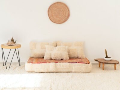 120 cm // 4 Moroccan mix Vintage & white Zellij Rug Floor Sofa - Image 2