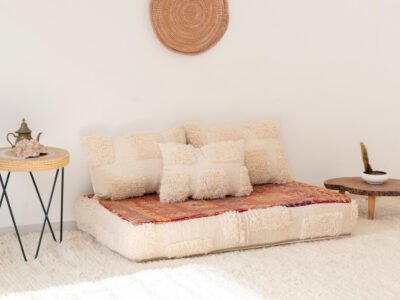120 cm // 4 Moroccan mix Vintage & white Zellij Rug Floor Sofa - Image 3