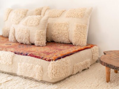 120 cm // 4 Moroccan mix Vintage & white Zellij Rug Floor Sofa - Image 5