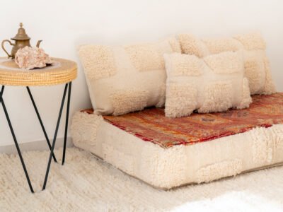 120 cm // 4 Moroccan mix Vintage & white Zellij Rug Floor Sofa - Image 6
