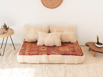 120 cm // 4 Moroccan mix Vintage & white Zellij Rug Floor Sofa - Image 7