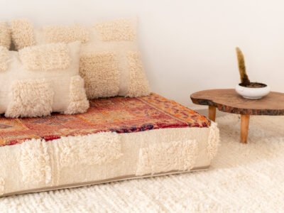 120 cm // 4 Moroccan mix Vintage & white Zellij Rug Floor Sofa - Image 8