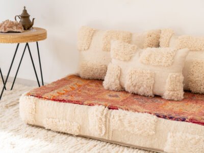 120 cm // 4 Moroccan mix Vintage & white Zellij Rug Floor Sofa - Image 9