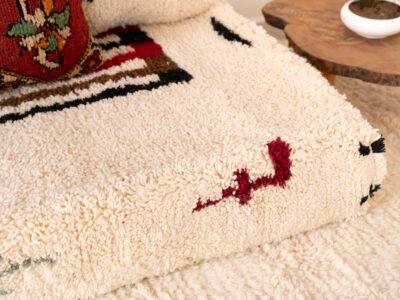 180cm // 6 ft Moroccan Azilal Rug Floor Sofa with Decorative Pillows - Image 4