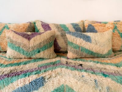 180cm // 6 ft Moroccan Wool Rug Floor Sofa with Pillows - Image 13