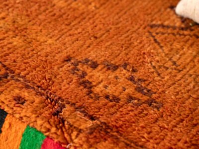 120 cm // 4 ft Vintage Orange handmade Floor Sofa with Berber Accents - Image 8