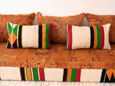 180cm // 6 Vintage Orange Moroccan Floor Sofa - Image 10