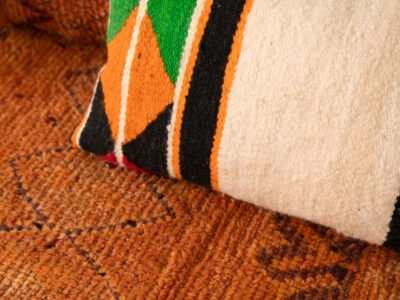 180cm // 6 Vintage Orange Moroccan Floor Sofa - Image 11