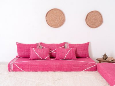 Moroccan Pink FlooR Cotton Couch 1