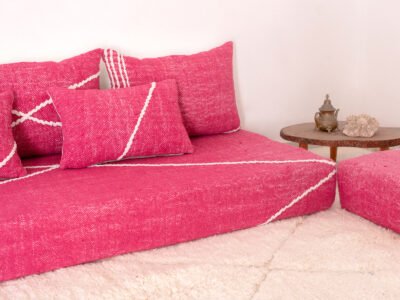 Moroccan Pink FlooR Cotton Couch 10