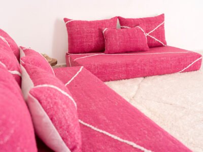 Moroccan Pink FlooR Cotton Couch 11
