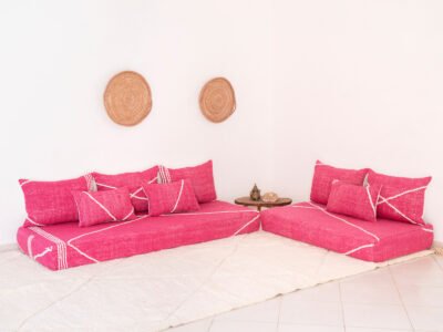 Moroccan Pink FlooR Cotton Couch 12