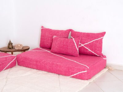 Moroccan Pink FlooR Cotton Couch 13