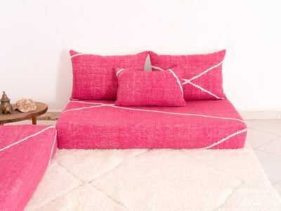 Moroccan Pink FlooR Cotton Couch 6