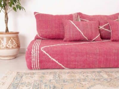 Moroccan Pink Floor Cotton Couch - Image 3