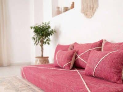 Moroccan Pink Floor Cotton Couch - Image 2