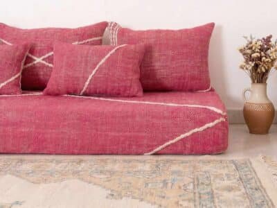 Moroccan Pink Floor Cotton Couch - Image 5