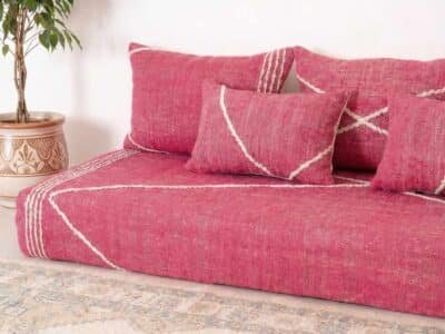 Moroccan Pink Floor Cotton Couch - Image 6