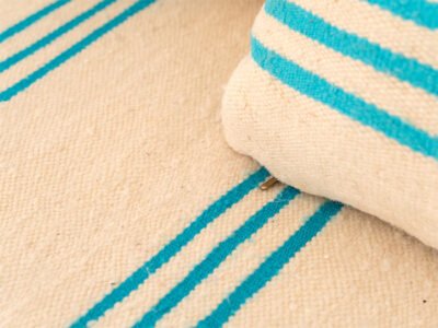 150 cm // 5 ft Handmade Sky Blue Stripes Floor Sofa - Image 3