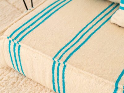 120 cm // 4 ft Handmade Sky Blue Stripes Floor Sofa - Image 3