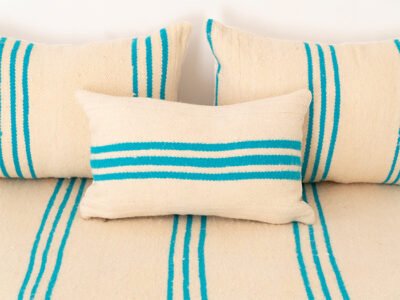 120 cm // 4 ft Handmade Sky Blue Stripes Floor Sofa - Image 6