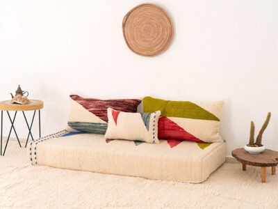 150cm // 5 ft Abstract Handmade Moroccan Kilim Sofa - Image 9