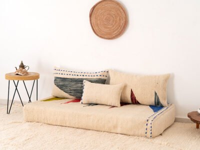 150cm // 5 ft Handmade Moroccan Abstract Kilim Floor Sofa - Image 10