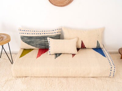 150cm // 5 ft Handmade Moroccan Abstract Kilim Floor Sofa - Image 2