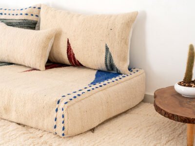 150cm // 5 ft Handmade Moroccan Abstract Kilim Floor Sofa - Image 9