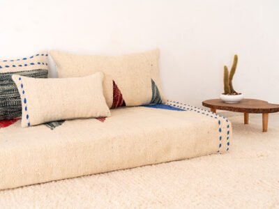 150cm // 5 ft Handmade Moroccan Abstract Kilim Floor Sofa - Image 7
