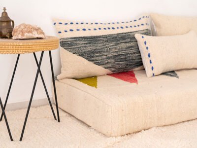 150cm // 5 ft Handmade Moroccan Abstract Kilim Floor Sofa - Image 6
