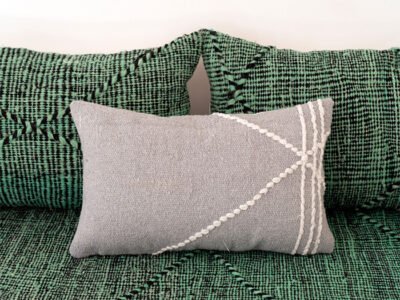 150cm // 5 ft Moroccan Green Zanafi Floor Cushion with Grey Pillow - Image 3