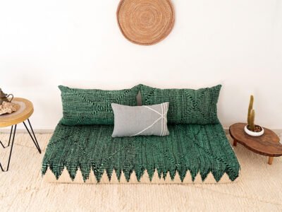 120cm // 4 ft Green Zanafi Floor Cushion Set with Grey Accent Pillow - Image 2