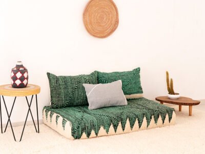 120cm // 4 ft Green Zanafi Floor Cushion Set with Grey Accent Pillow - Image 10