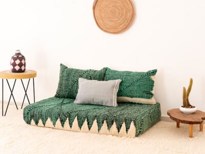 120cm // 4 ft Green Zanafi Floor Cushion Set with Grey Accent Pillow - Image 9